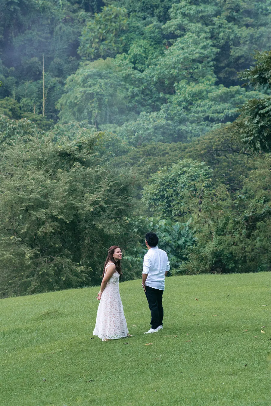 Paul and Jaimie, pre-wedding shoot — on the lawn